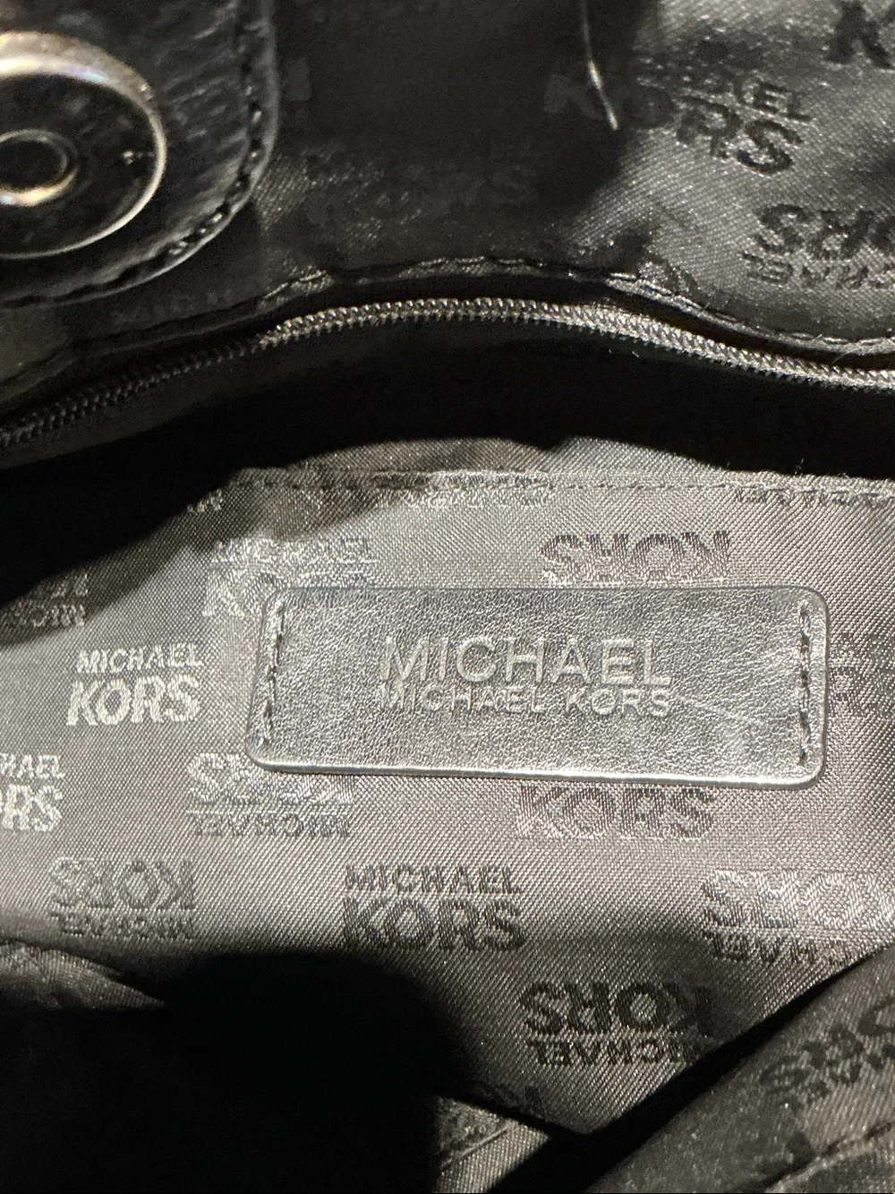 Michael Kors Black MK Signature Tote with Gold Hardware